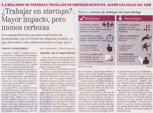 “¿Trabajar en startups? Mayor impacto, pero menos certezas”, Capital Humano, Economia y Negocios, el Mercurio, 07/04/14
