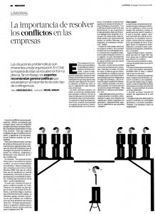 “La importancia de resolver conflictos”, Negocios, La Tercera, 19/01/14