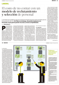 “El costo de no contar con un modelo de reclutamiento y selección”, suplemento Negocios, La Tercera, 24/05/15